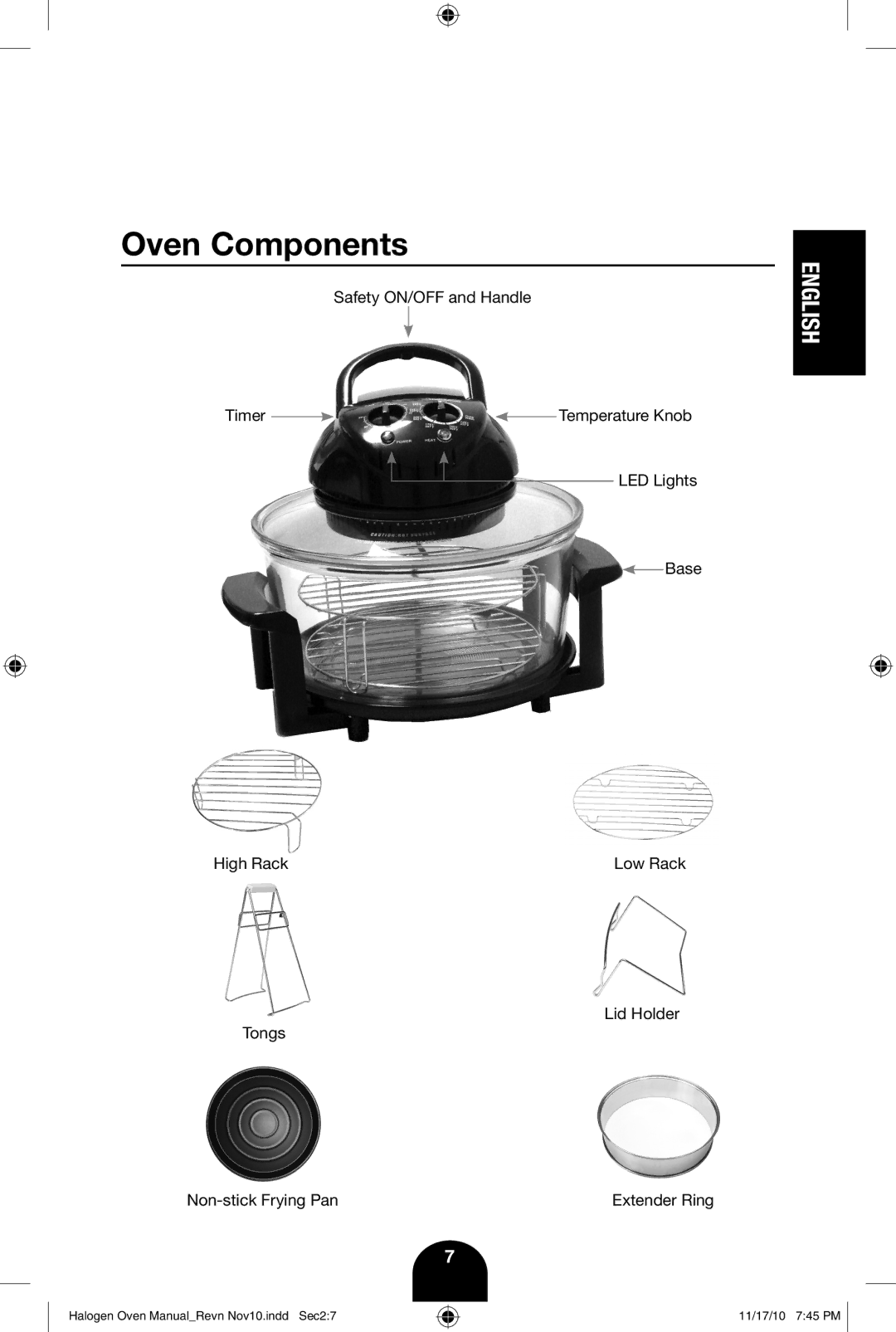 Fagor America 670040380 user manual Oven Components 