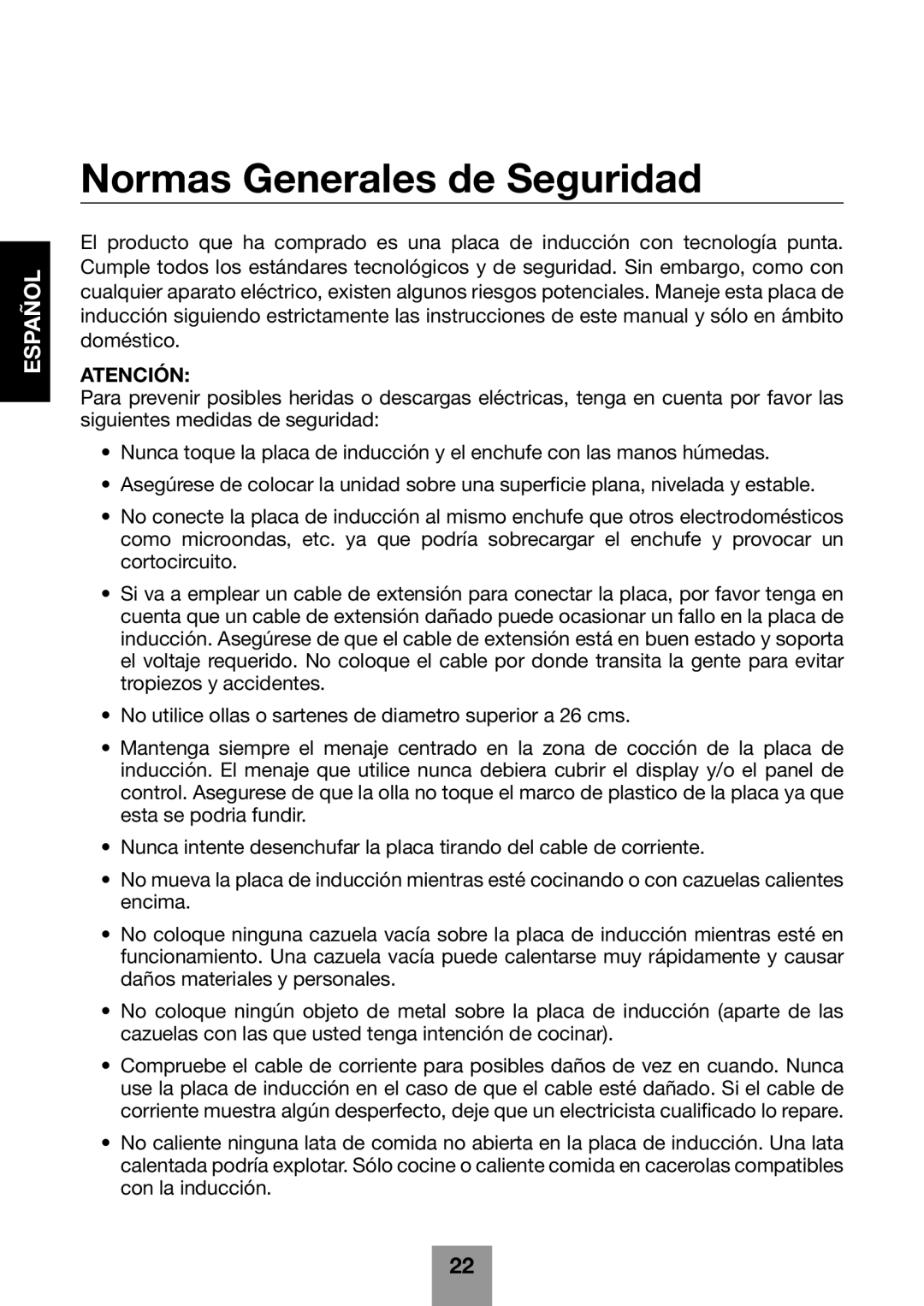 Fagor America 670041860 user manual Normas Generales de Seguridad, Atención 