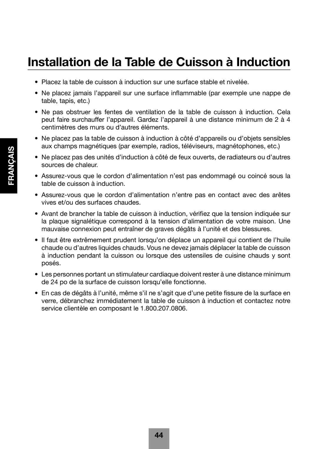 Fagor America 670041860 user manual Installation de la Table de Cuisson à Induction 