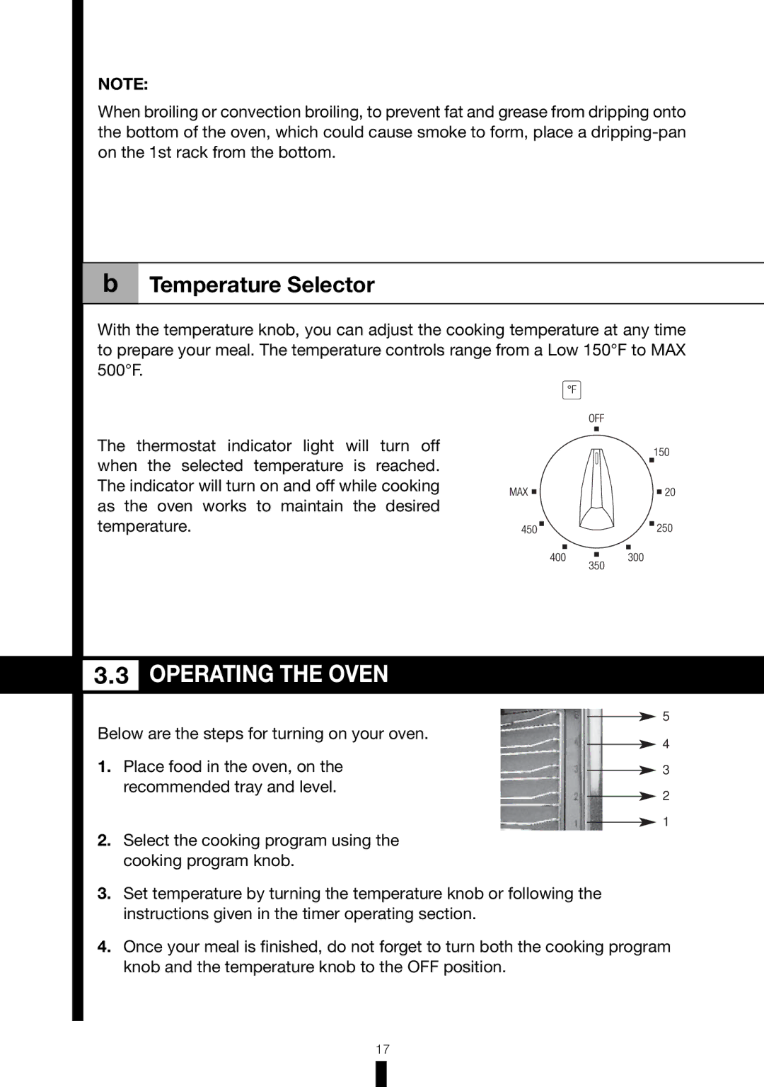 Fagor America 6HA-196BX manual Operating the Oven, Temperature Selector 