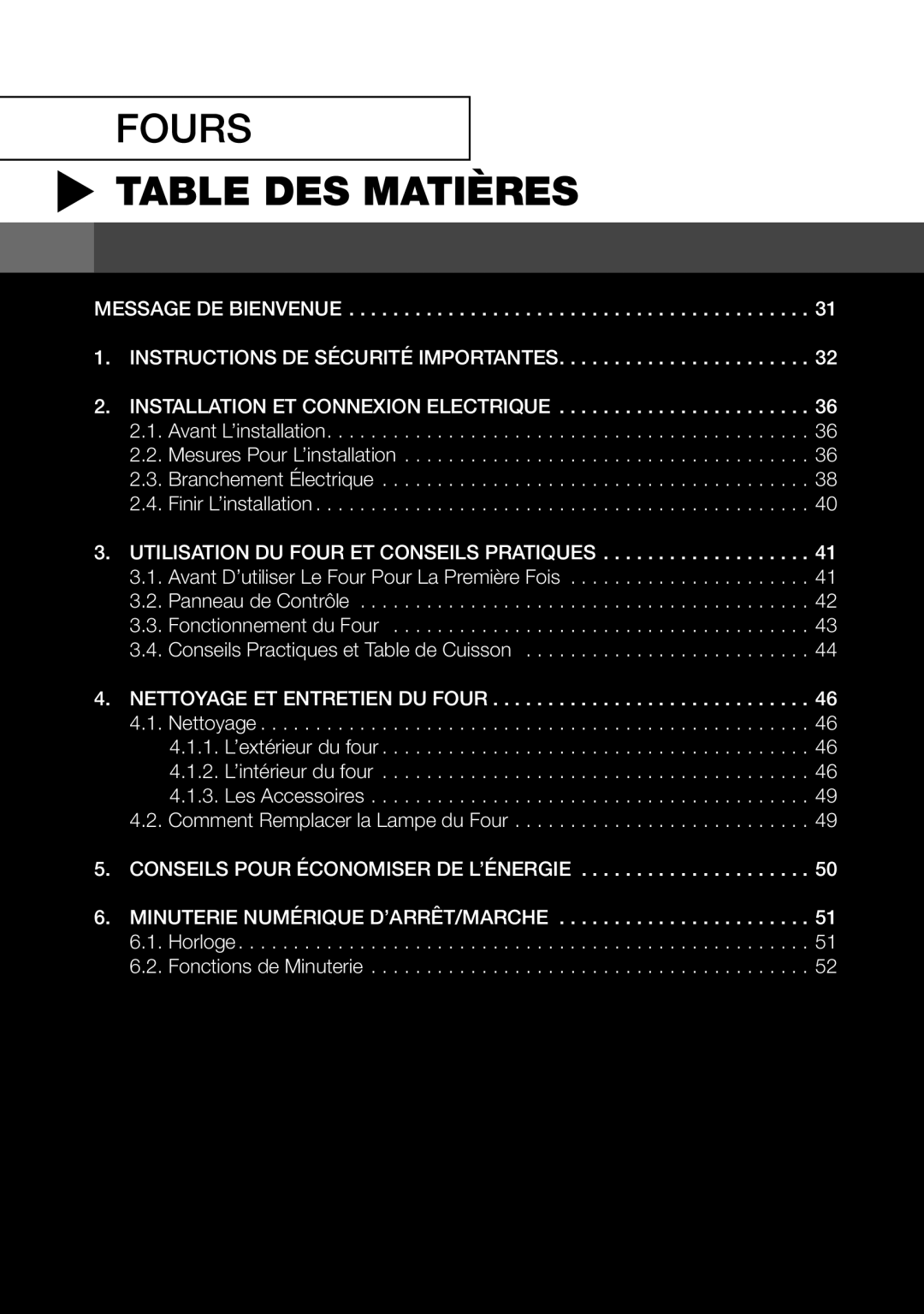 Fagor America 6HA-196BX manual Table DES Matières 