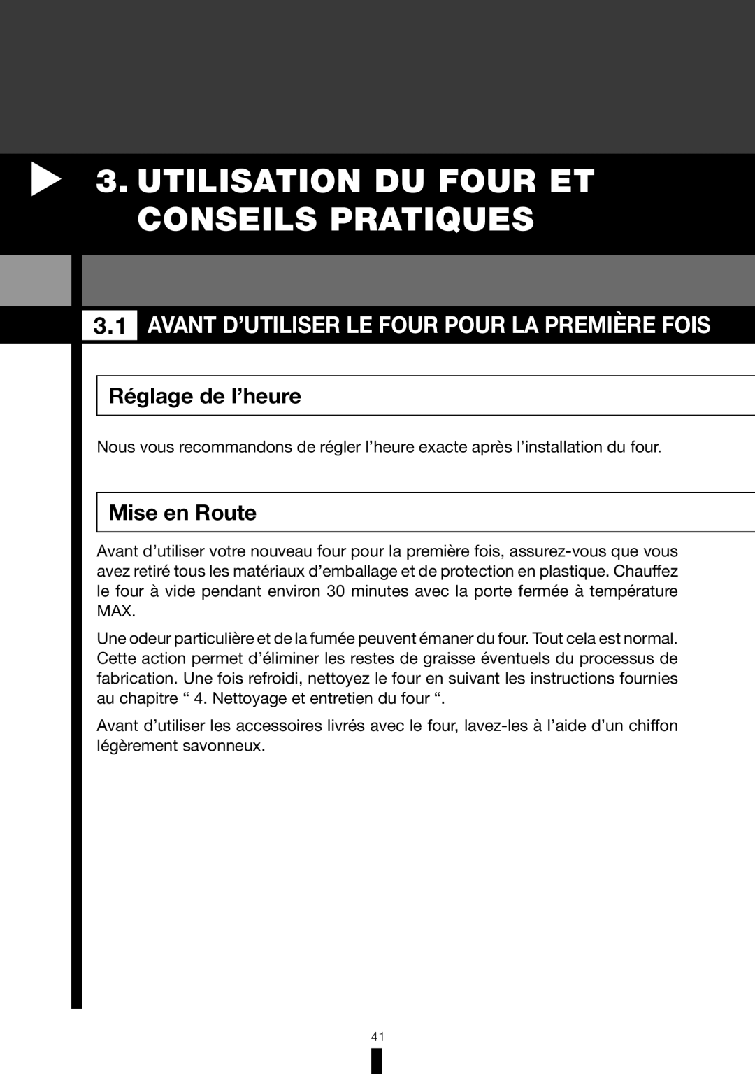 Fagor America 6HA-196BX manual Utilisation DU Four ET Conseils Pratiques, Avant D’UTILISER LE Four Pour LA Première Fois 