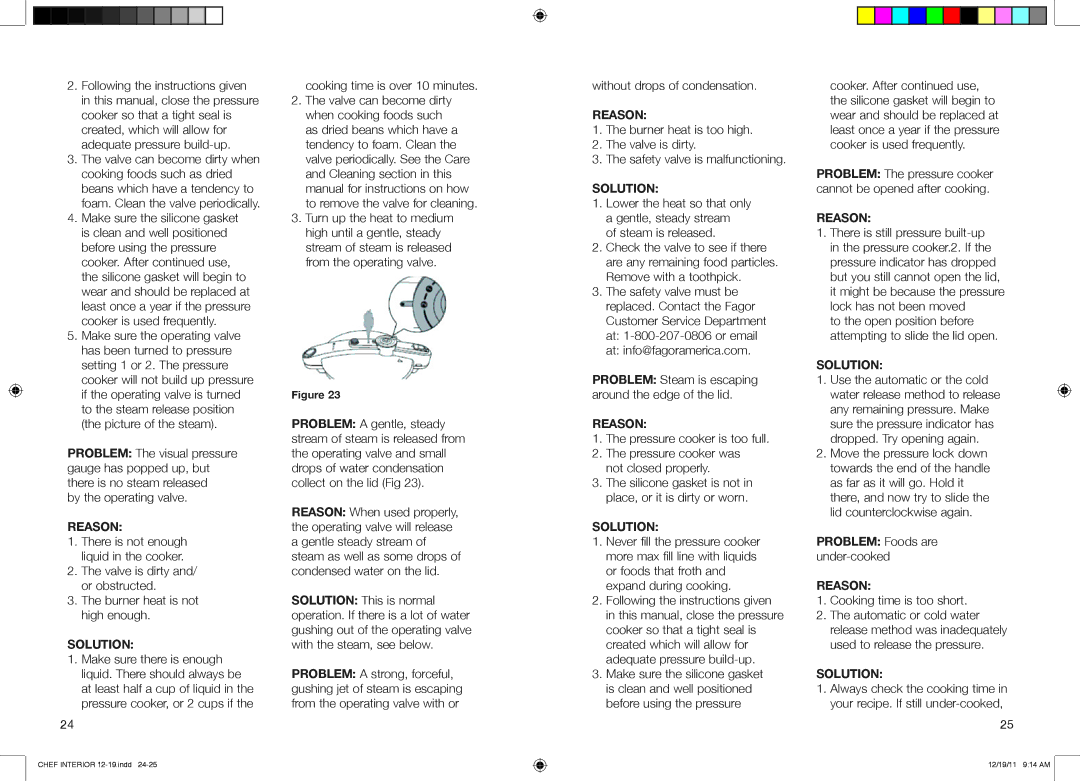 Fagor America 918010051, 918010052, 918010053 user manual Reason 