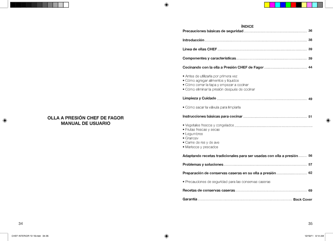 Fagor America 918010052, 918010051, 918010053 user manual Índice, Recetas de conservas caseras Garantía 