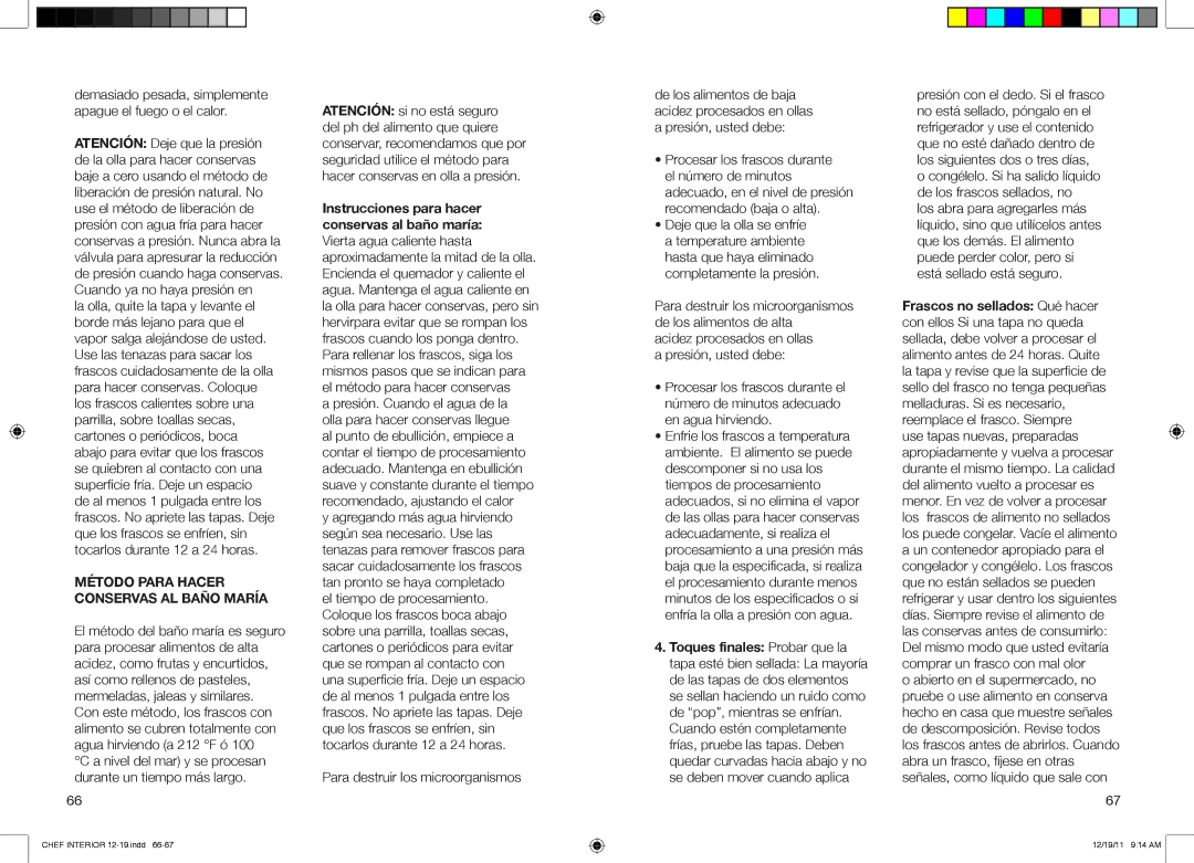 Fagor America 918010051, 918010052, 918010053 Método Para Hacer Conservas AL Baño María, Toques finales Probar que la 