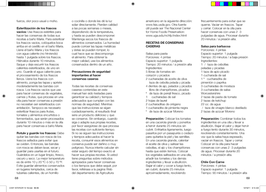 Fagor America 918010053, 918010052, 918010051 user manual Fuerza, olor poco usual o moho, Recetas DE Conservas Caseras 