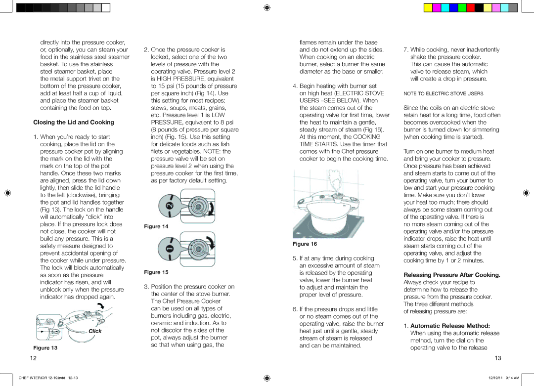 Fagor America 918010051, 918010052, 918010053 user manual Closing the Lid and Cooking 