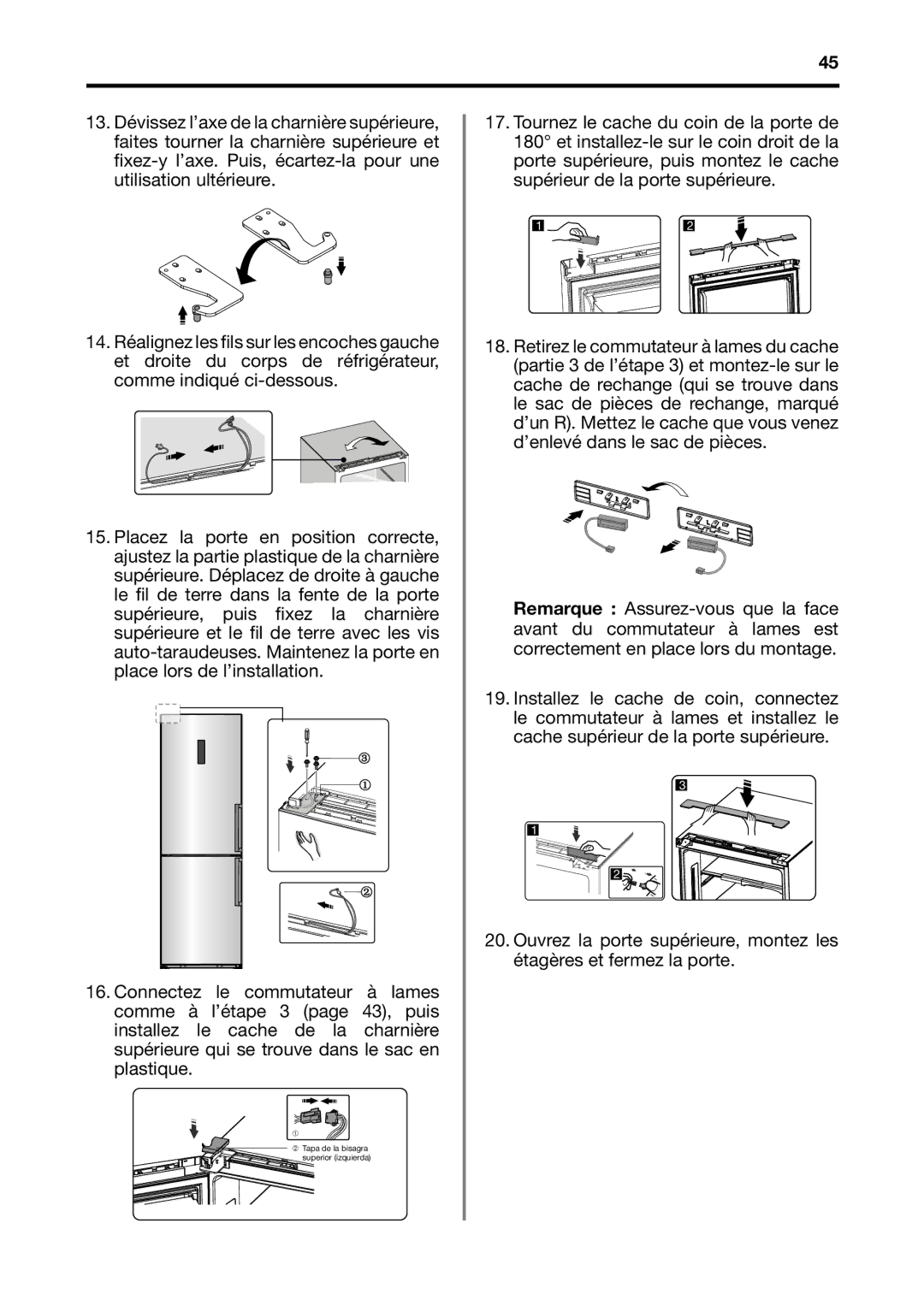 Fagor America BMF-200X manual ➁ Tapa de la bisagra superior izquierda 