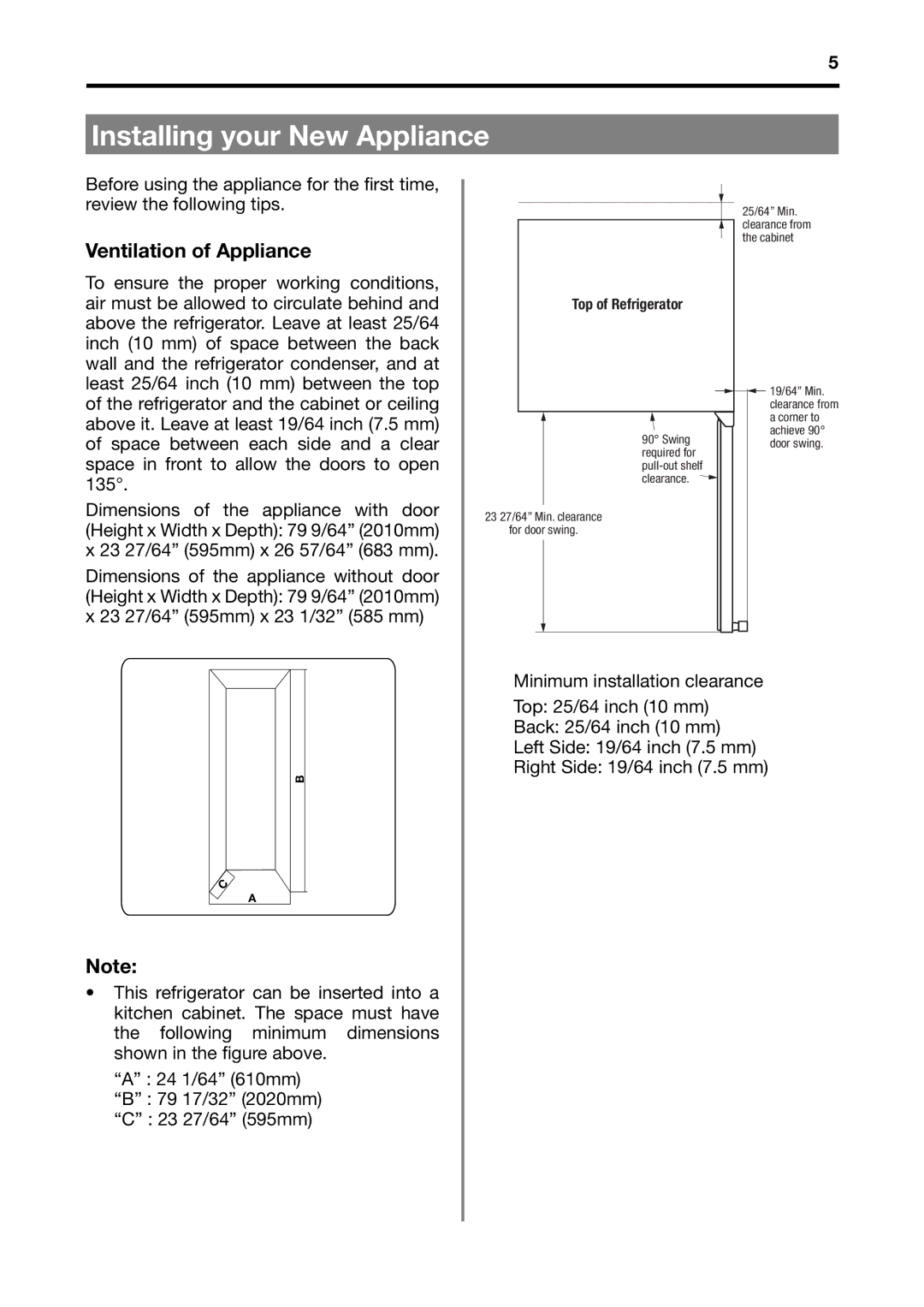 Fagor America BMF-200X manual Installing your New Appliance, Ventilation of Appliance 