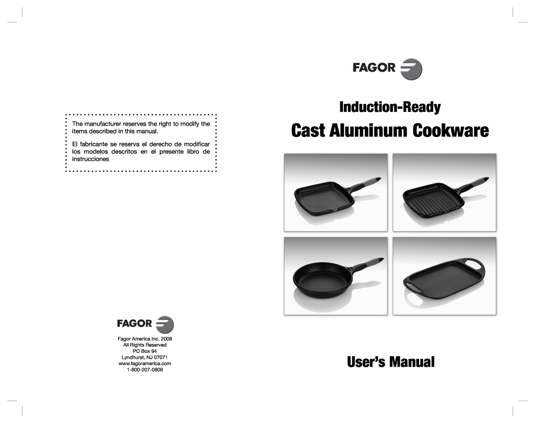Fagor America Cast Aluminum Cookware user manual Induction-Ready, User’s Manual 