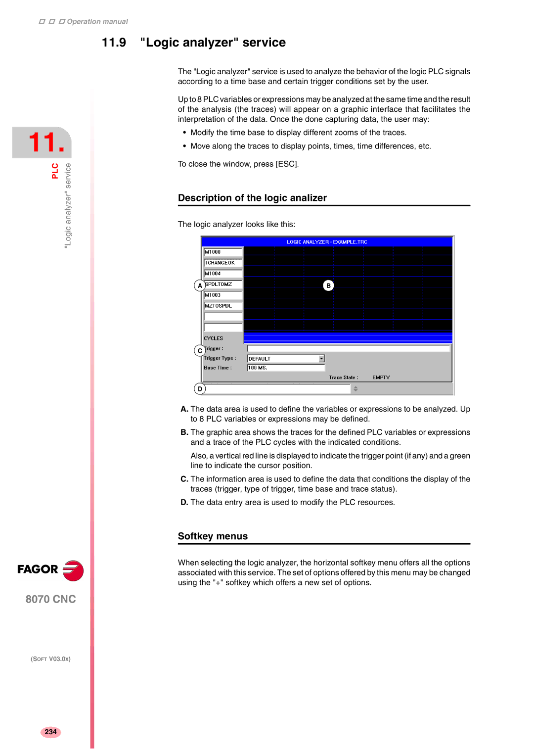 Fagor America CNC8070 manual Logic analyzer service, Description of the logic analizer 