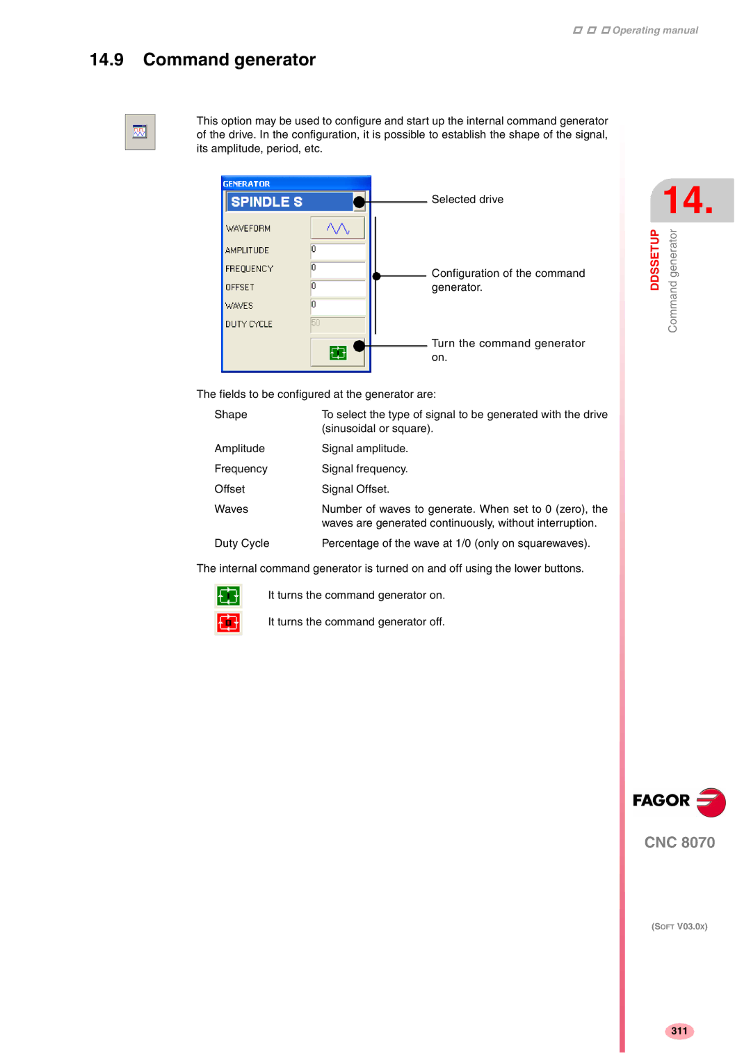 Fagor America CNC8070 manual Command generator 