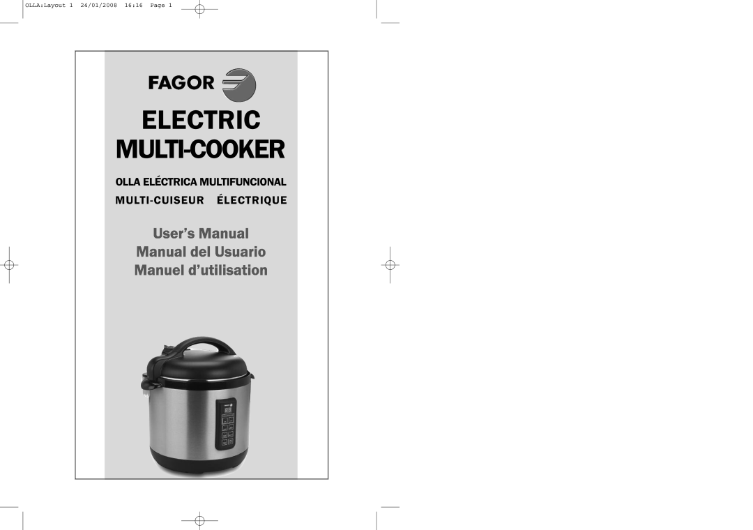 Fagor America Electric Multi-Cooker manual Ollaeléctricamultifuncional Multi -Cui Seur Électrique 