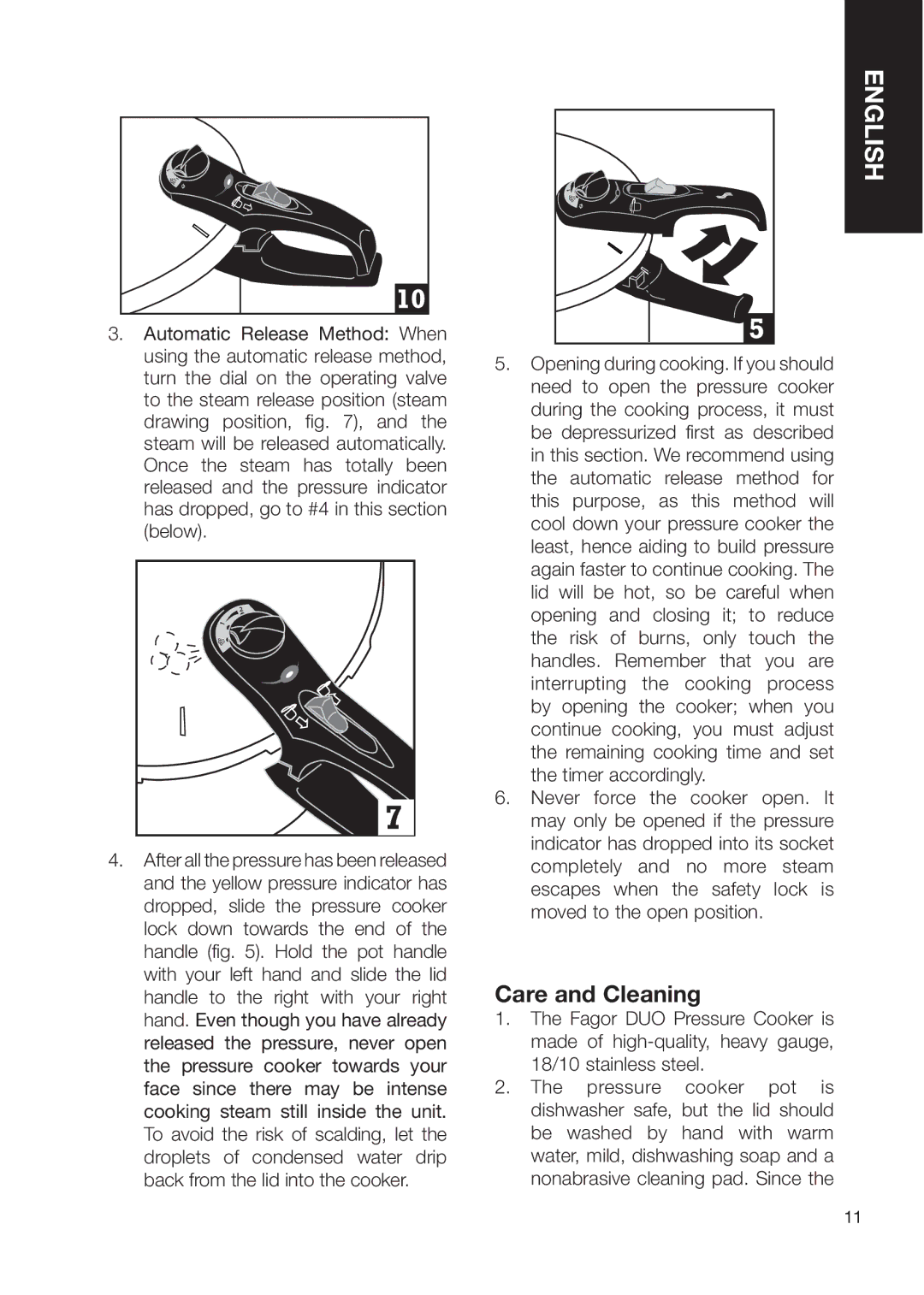 Fagor America Electric Pressure Cooker user manual Care and Cleaning 