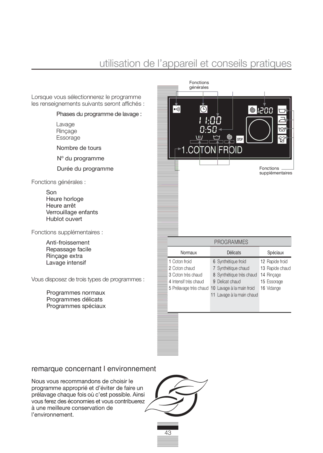 Fagor America FA-4812X manual Coton Froid 