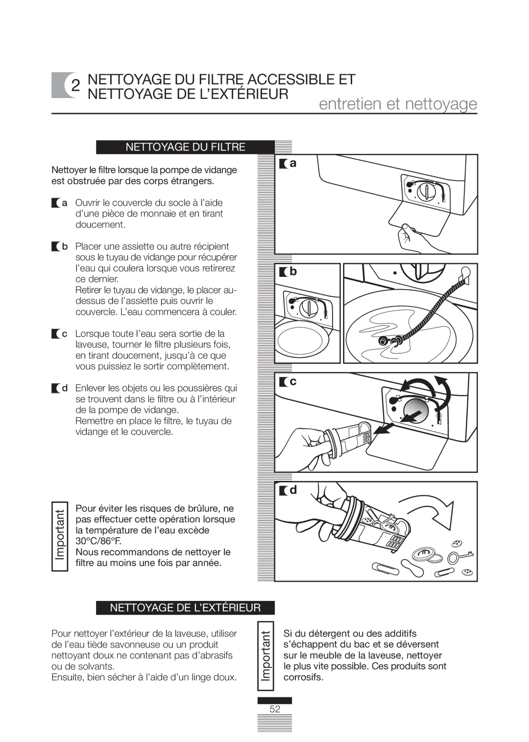 Fagor America FA-4812X manual Nettoyage DU Filtre Accessible ET Nettoyage DE L’EXTÉRIEUR 