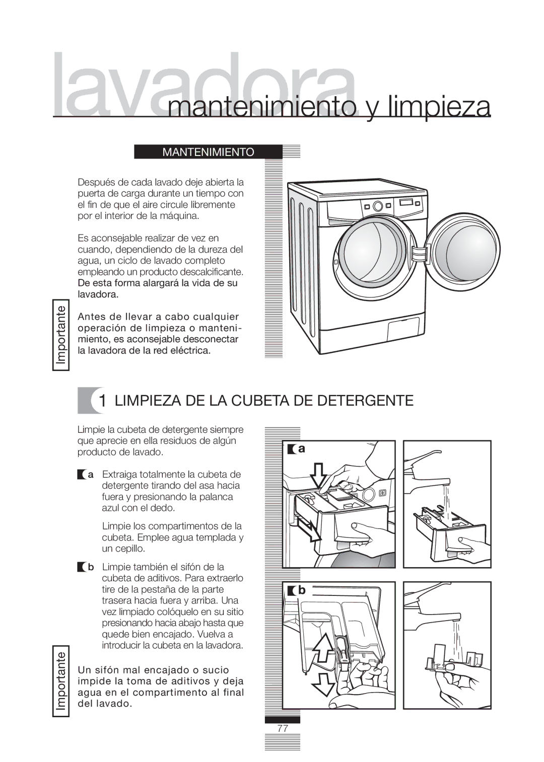 Fagor America FA-4812X manual Limpieza DE LA Cubeta DE Detergente, Mantenimiento 