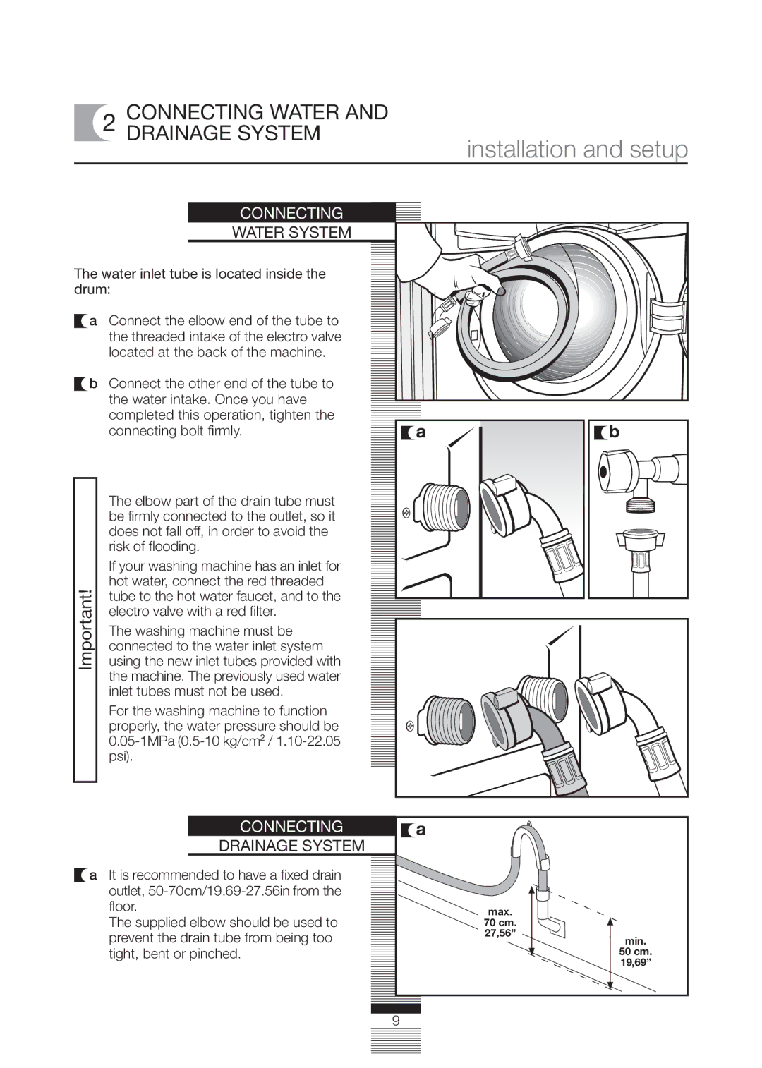 Fagor America FA-4812X manual Installation and setup, Connecting Water Drainage System, Water System 