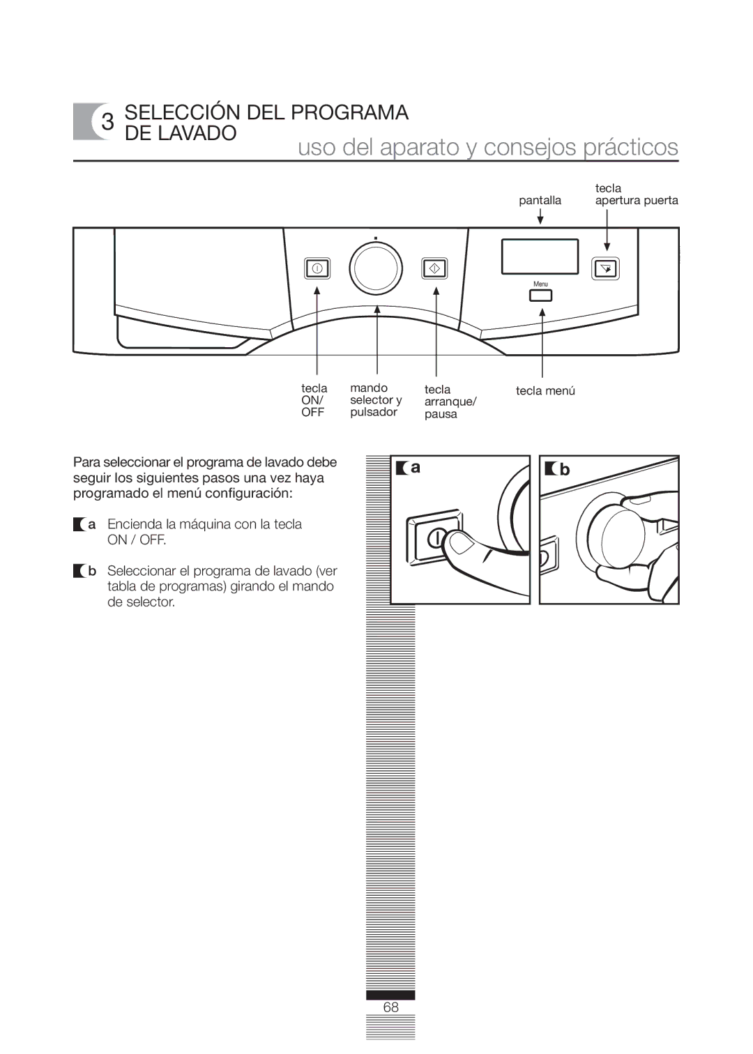 Fagor America FA-5812 X manual Selección DEL Programa DE Lavado 