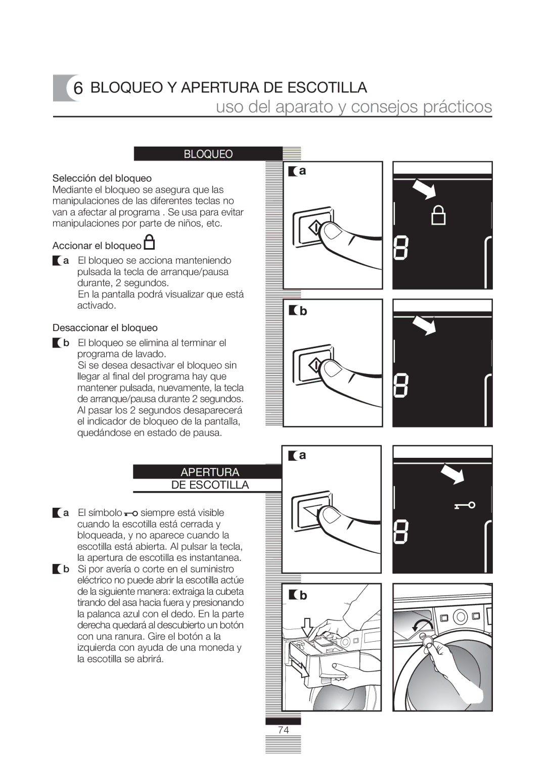 Fagor America FA-5812 X manual Bloqueo Y Apertura DE Escotilla 