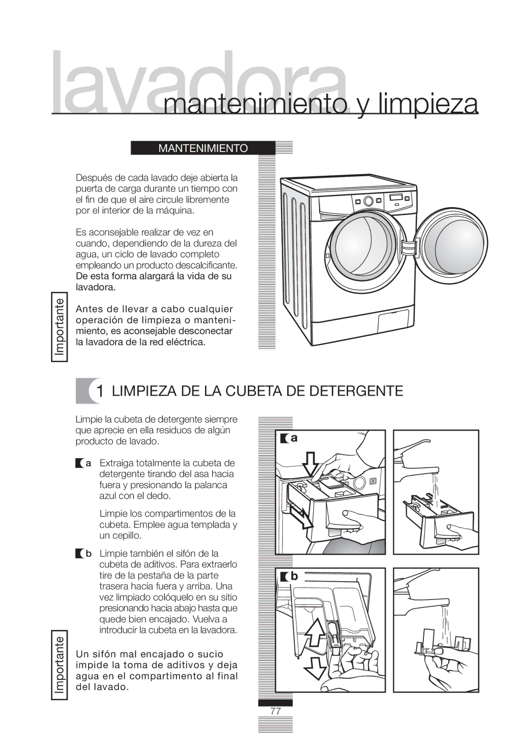 Fagor America FA-5812 X manual Limpieza DE LA Cubeta DE Detergente, Mantenimiento 