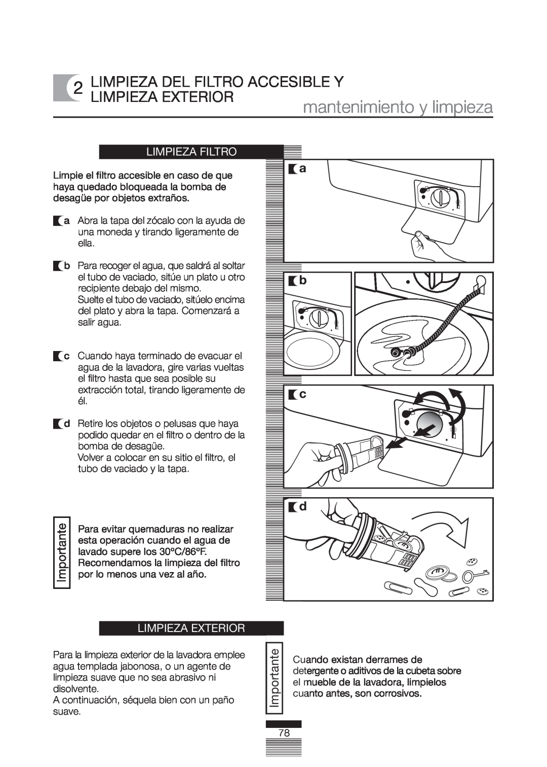Fagor America FA-5812 X manual Limpieza Del Filtro Accesible Y Limpieza Exterior, Limpieza Filtro 