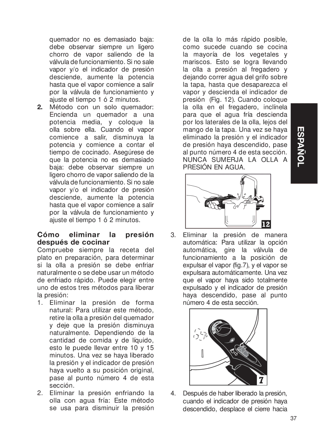 Fagor America fagor duo pressure cooker user manual Cómo eliminar la presión después de cocinar 