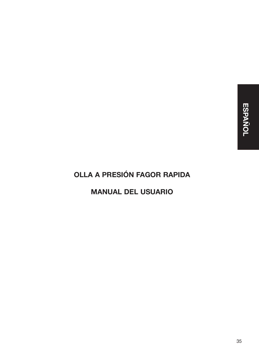 Fagor America Fagor Rapida Pressure Cooker user manual Español 