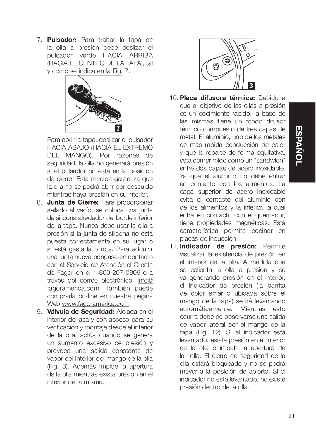 Fagor America Fagor Rapida Pressure Cooker user manual Español 