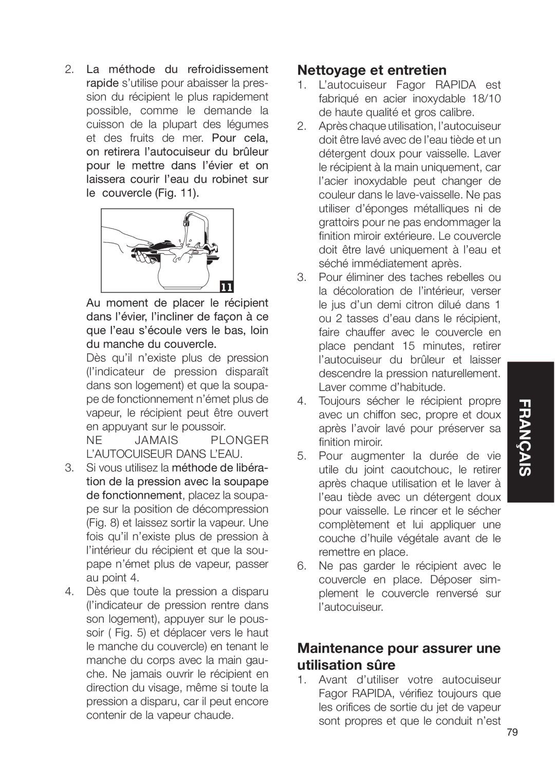 Fagor America Fagor Rapida Pressure Cooker Nettoyage et entretien, Maintenance pour assurer une utilisation sûre 