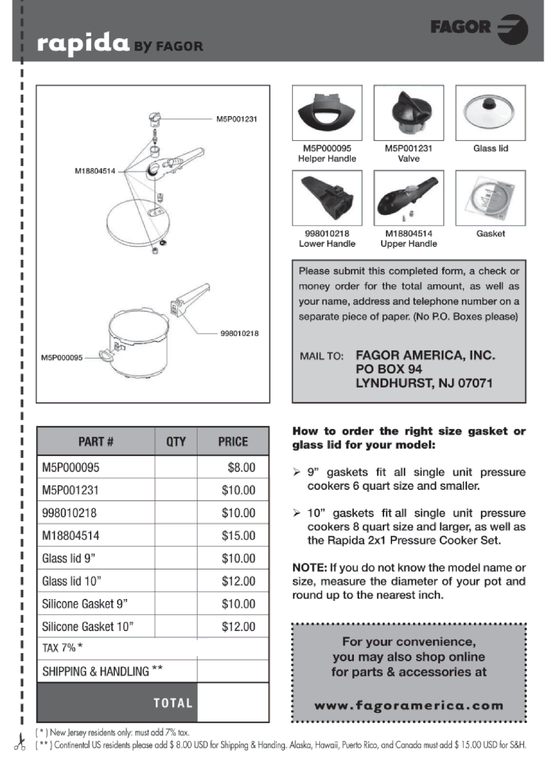 Fagor America Fagor Rapida Pressure Cooker user manual 