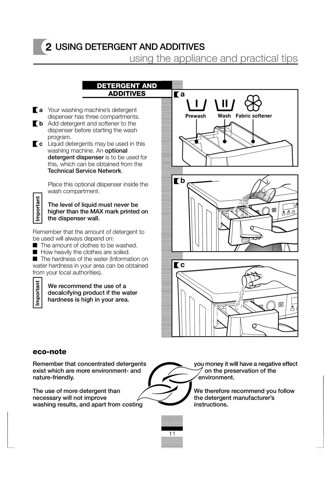 Fagor America FAS 3612 operation manual Using Detergent and Additives 