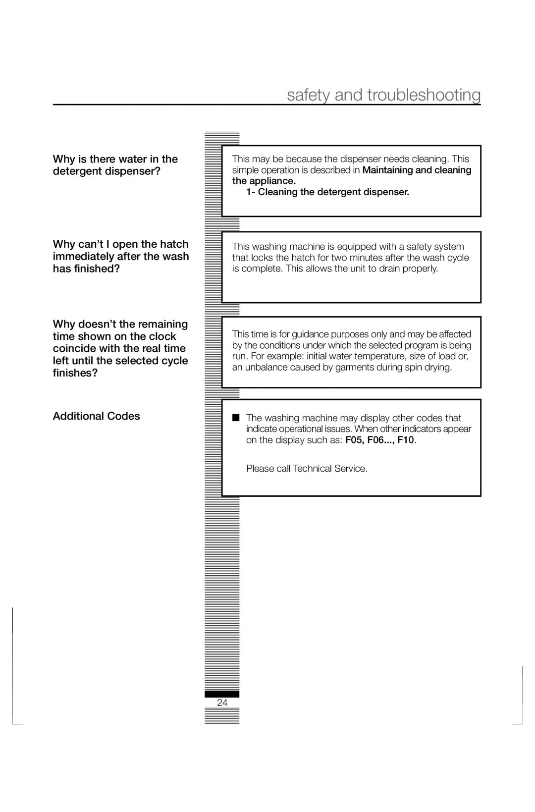 Fagor America FAS 3612 operation manual Safety and troubleshooting 