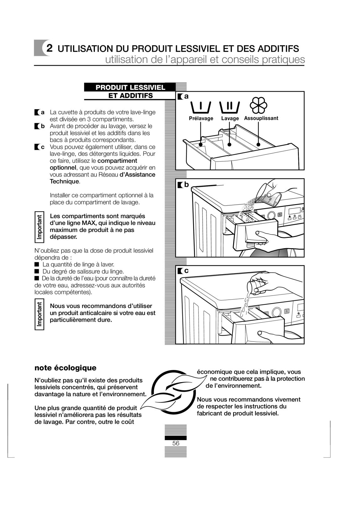 Fagor America FAS 3612 operation manual Utilisation DU Produit Lessiviel ET DES Additifs, ET Additifs 