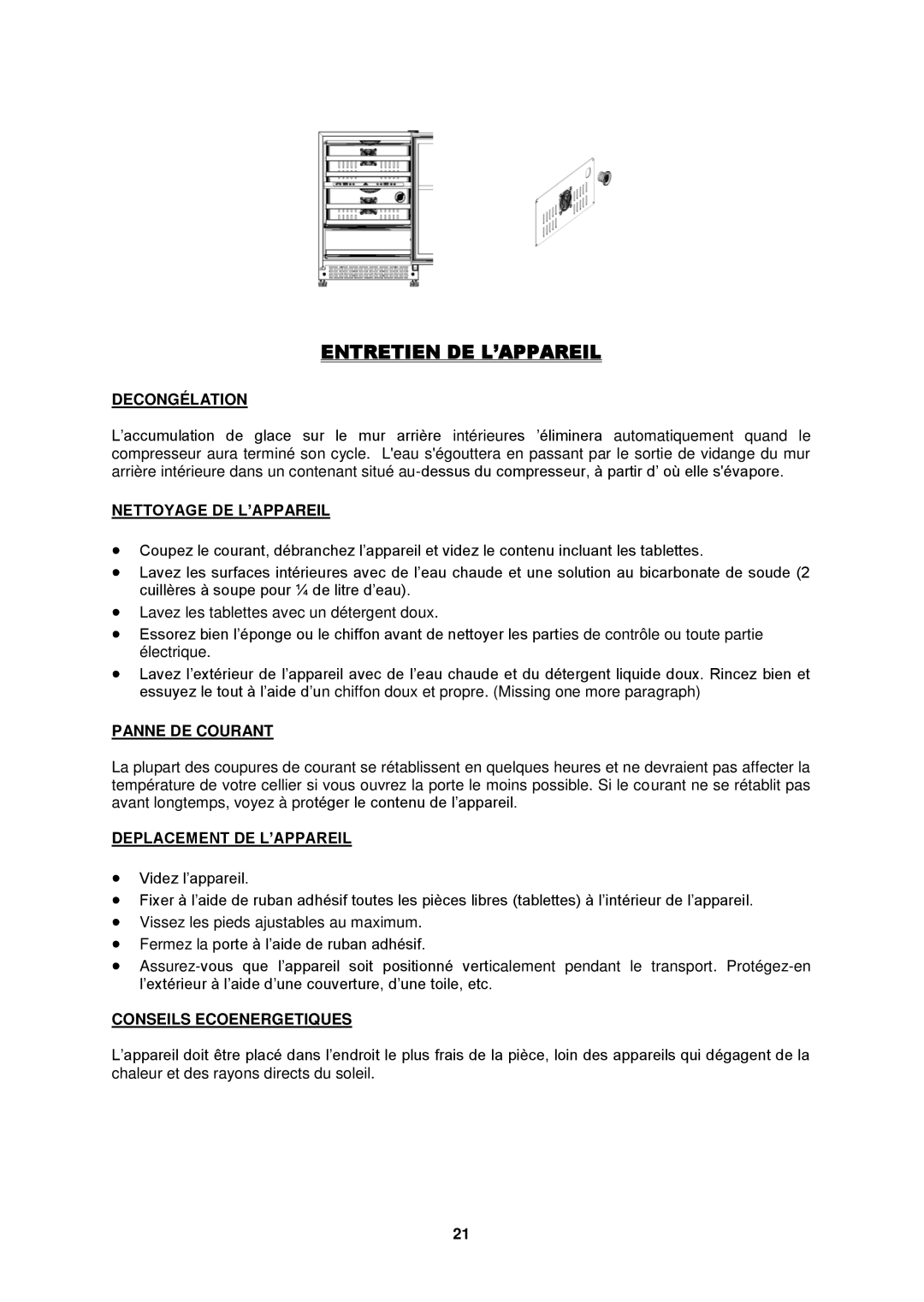 Fagor America FSV-144US instruction manual Entretien DE L’APPAREIL 