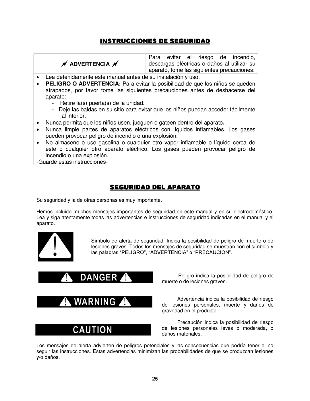 Fagor America FSV-144US instruction manual Instrucciones DE Seguridad, Seguridad DEL Aparato 