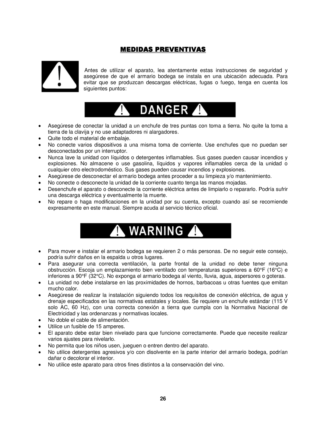 Fagor America FSV-144US instruction manual Medidas Preventivas 