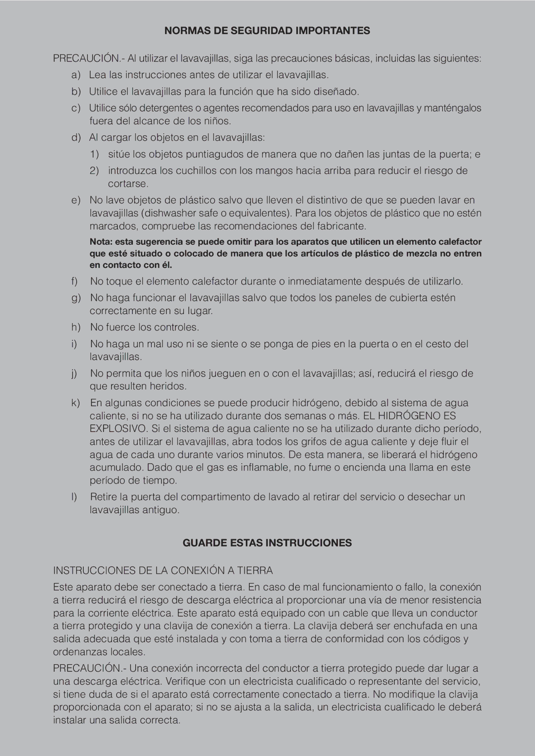 Fagor America IX LFA-013 SS, LFA-019 SS, LFA-019 IX Normas DE Seguridad Importantes, Instrucciones DE LA Conexión a Tierra 