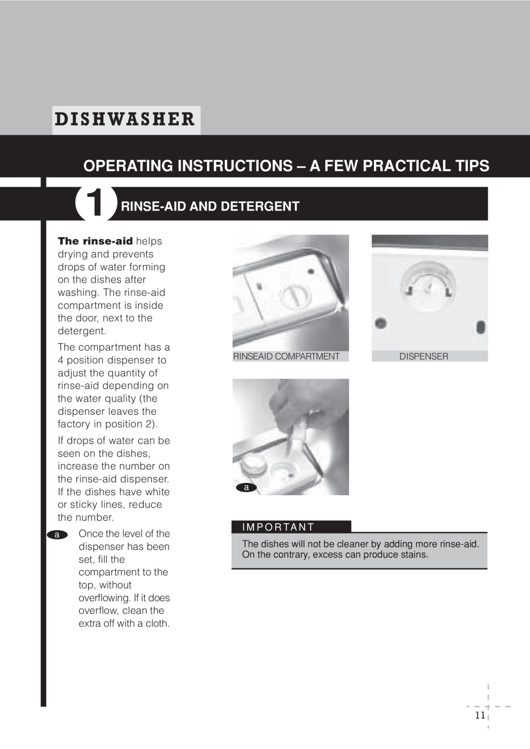 Fagor America IX LFA-013 SS D I S H W A S H E R, Operating Instructions - A Few Practical Tips, Rinse-Aid And Detergent 