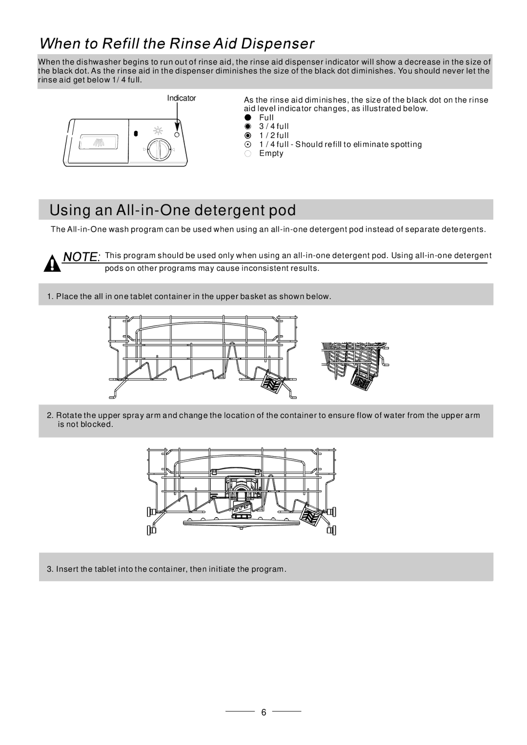 Fagor America LFA-45X instruction manual Using an All-in-One detergent pod 