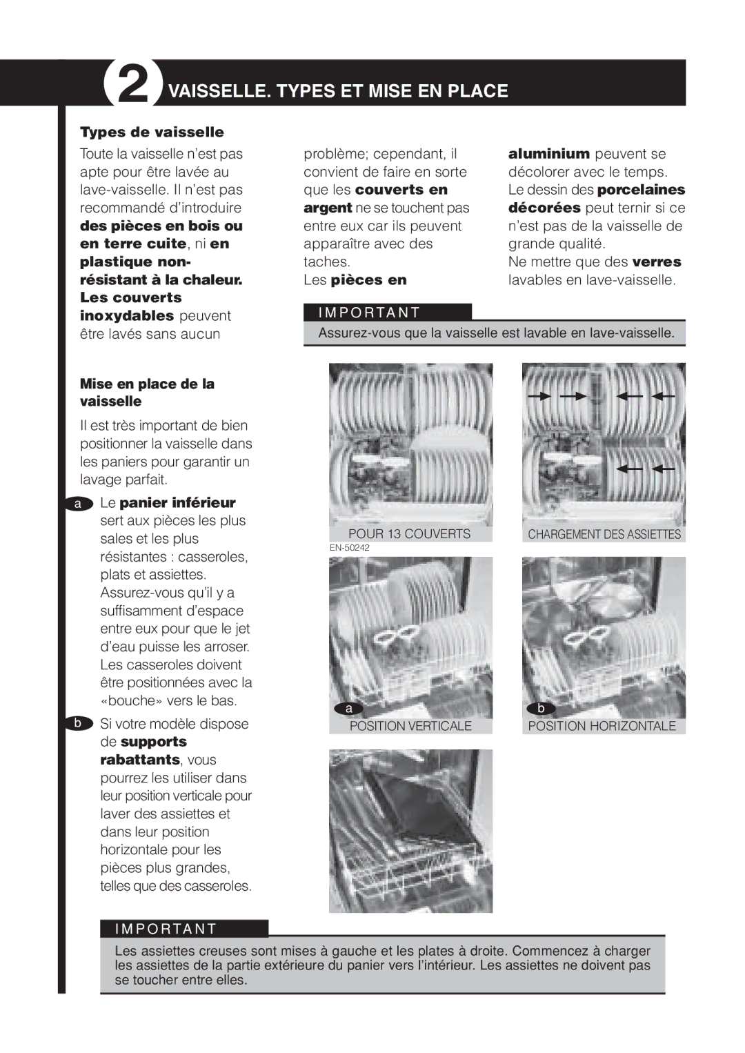 Fagor America LFA-073 SS, LFA-65 ITX, LFA-073 IT manual VAISSELLE. Types ET Mise EN Place, Types de vaisselle, Les pièces en 