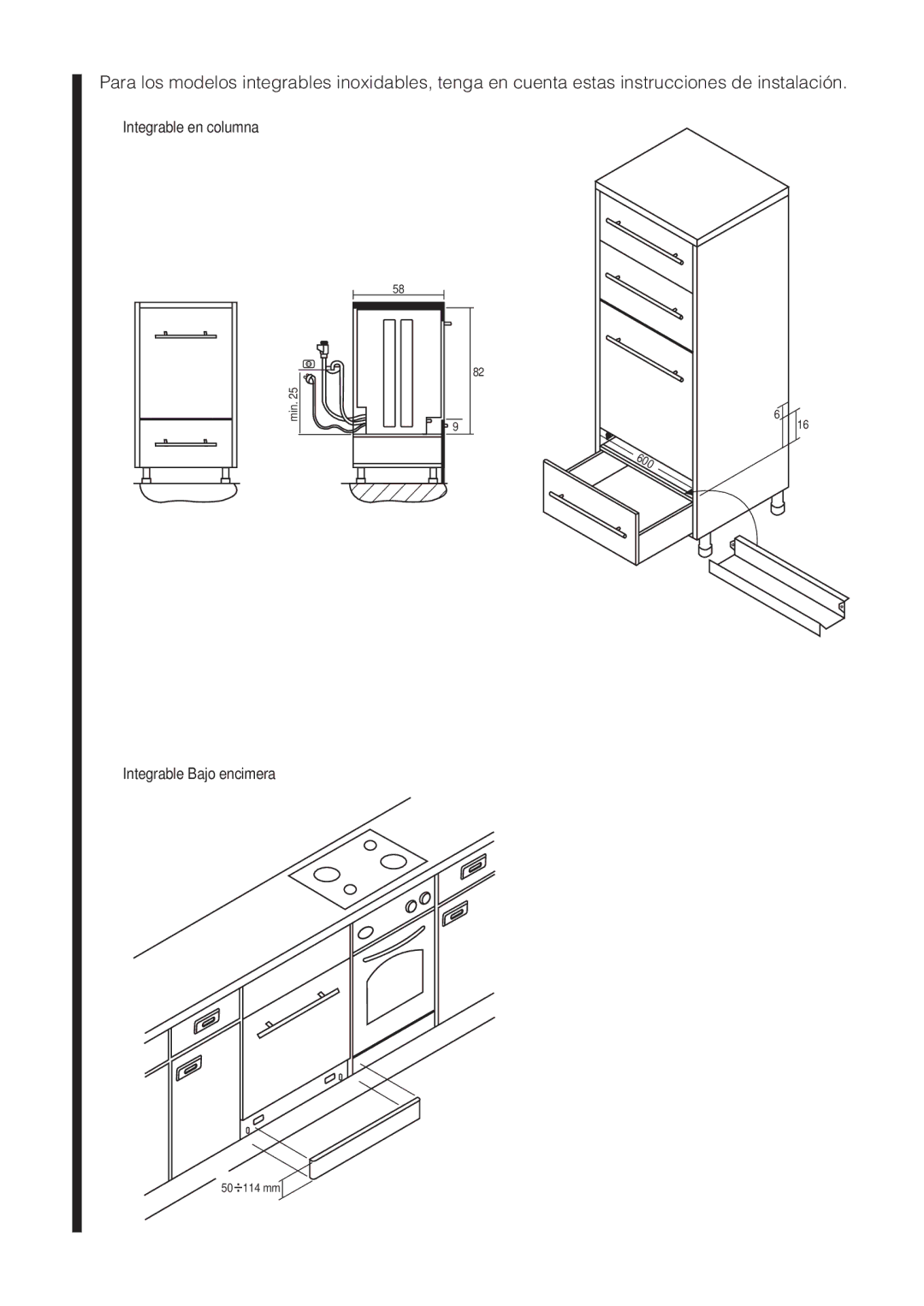 Fagor America LFA-073 SS, LFA-65 ITX, LFA-073 IT, LFA-65 SS manual Integrable en columna 