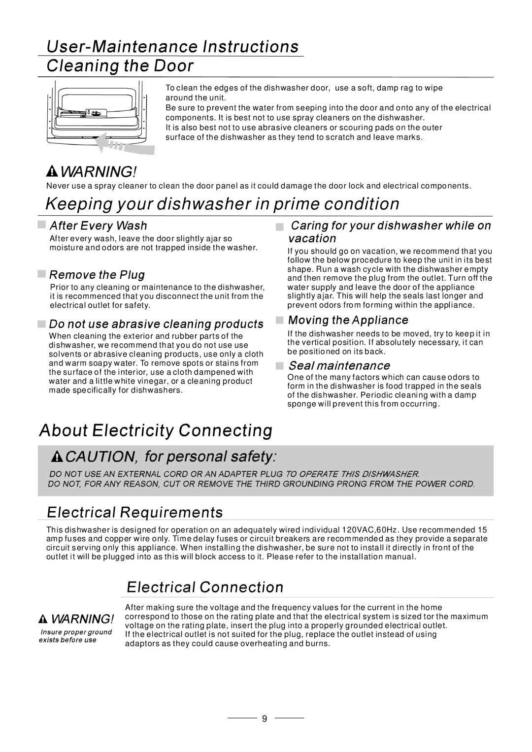 Fagor America LFA-75IT manual Keeping your dishwasher in prime condition 