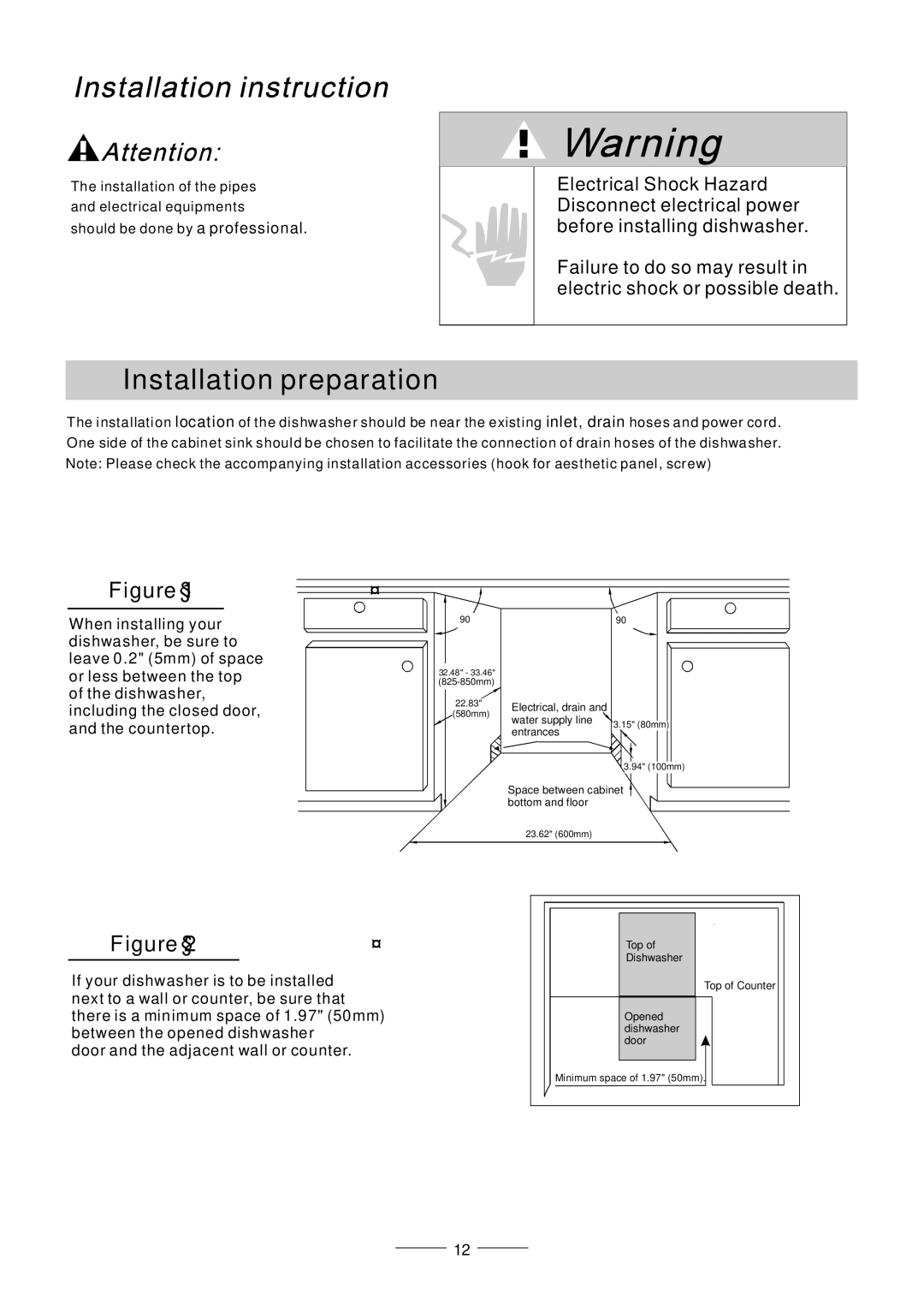 Fagor America LFA-75IT manual Installation preparation 