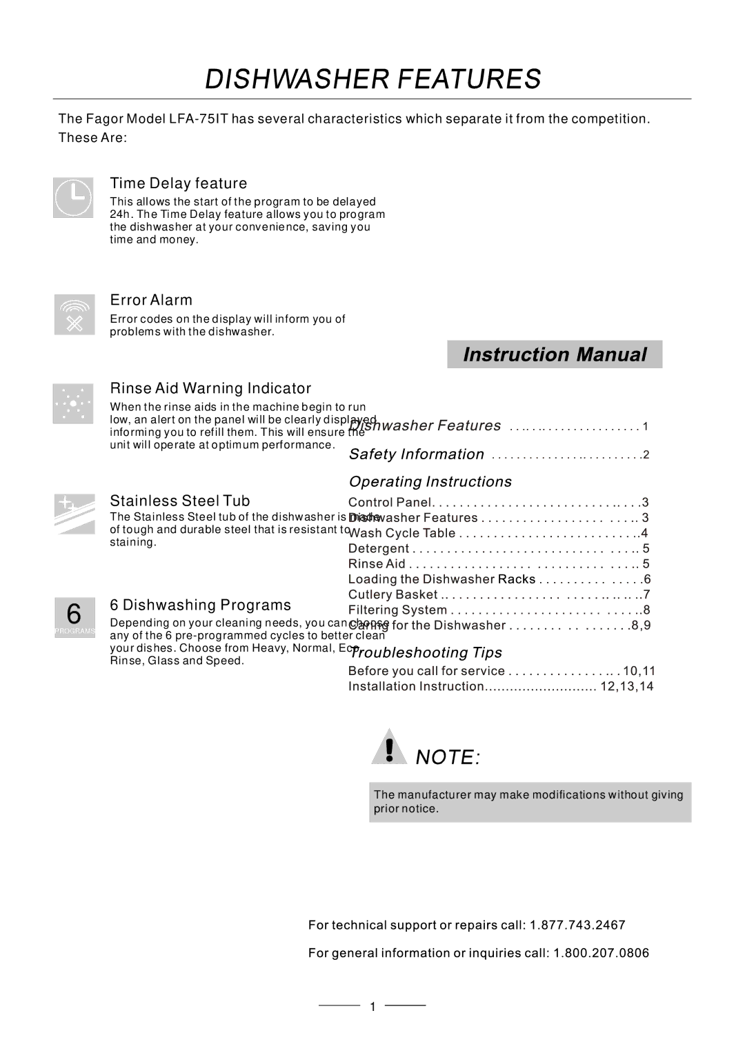 Fagor America LFA-75IT manual Error Alarm 