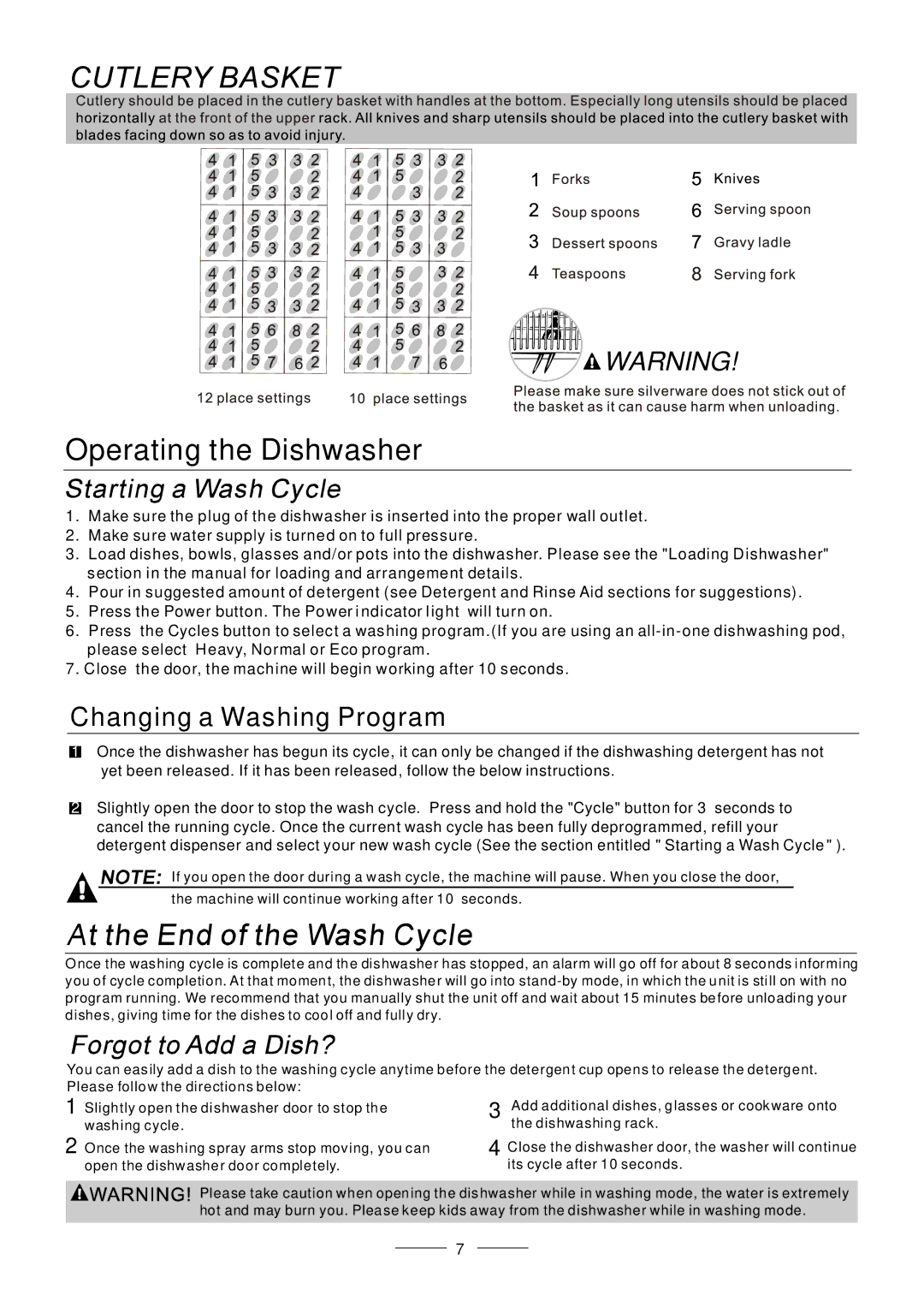 Fagor America LFA-75IT manual Operating the Dishwasher 