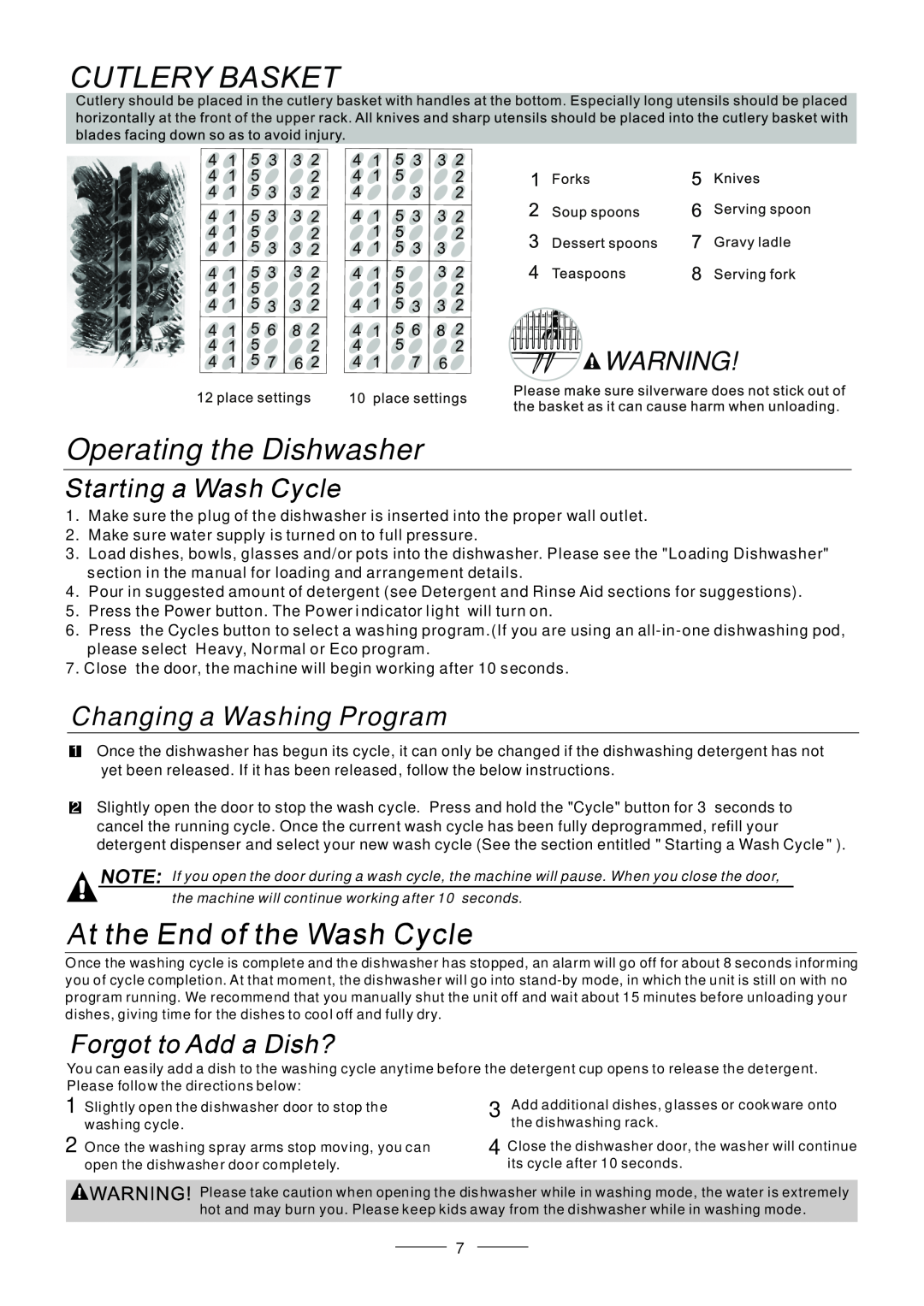 Fagor America LFA-75IT manual Operating the Dishwasher, Changing a Washing Program 