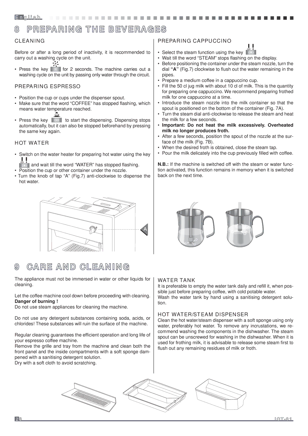 Fagor America MQC-A10 US manual Preparing the Beverages, Care and Cleaning 