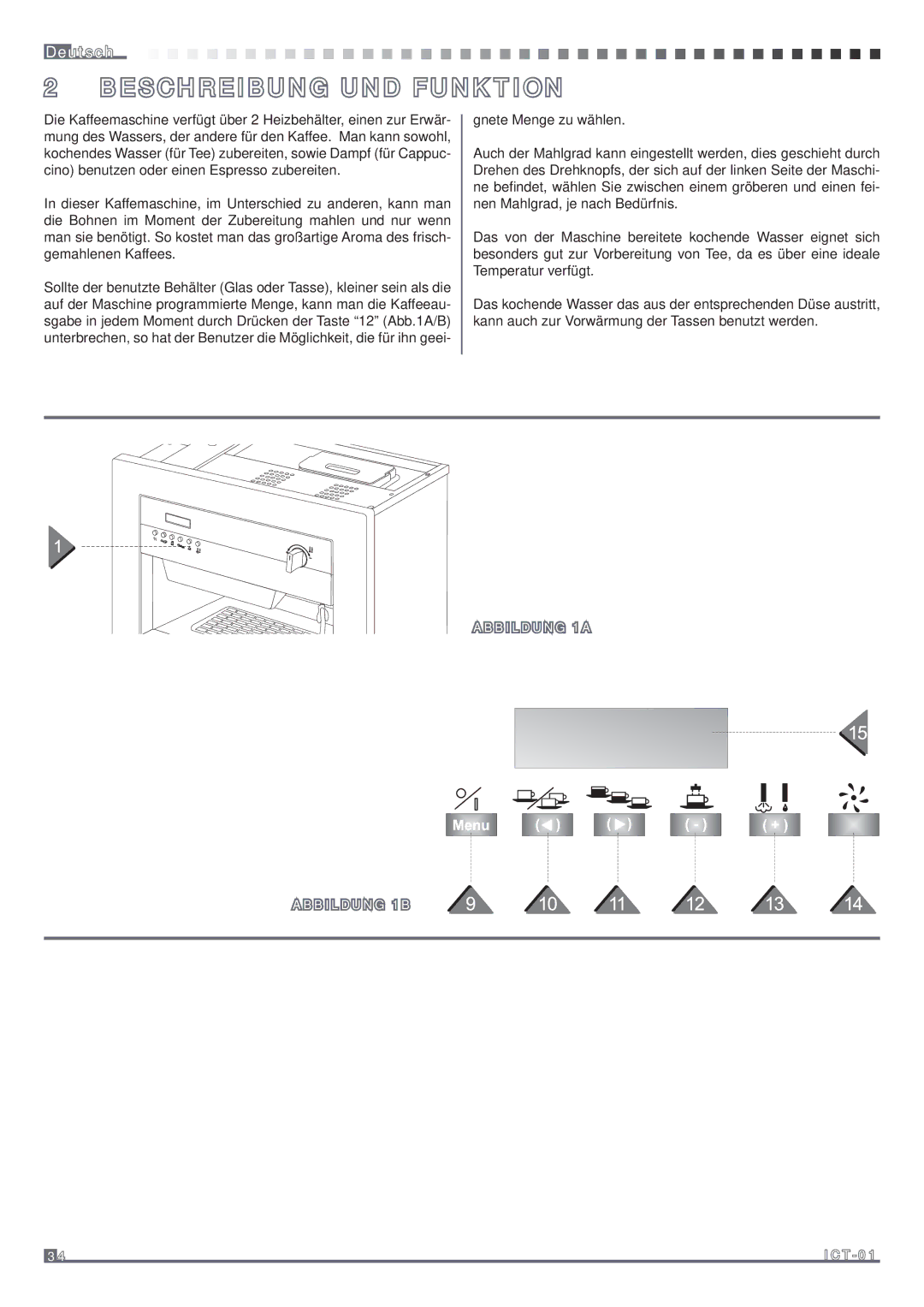 Fagor America MQC-A10 US manual Beschreibung UND Funktion 