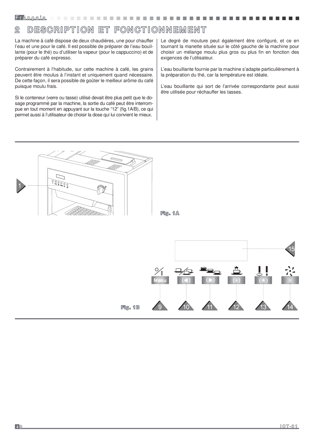 Fagor America MQC-A10 US manual Description ET Fonctionnement 